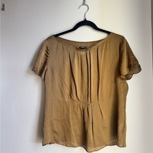 J.Crew 100% Silk Blouse Top Size 8 Tan Minimalist Workwear Neutral Chic
